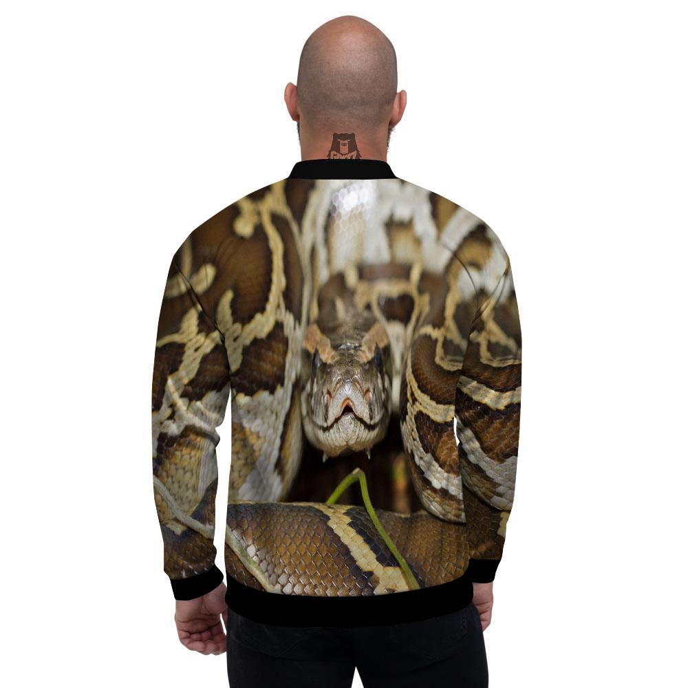 Snake Python Print Men's Bomber Jacket-grizzshop