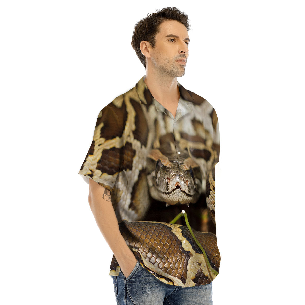 Snake Python Print Men's Hawaiian Shirt-grizzshop