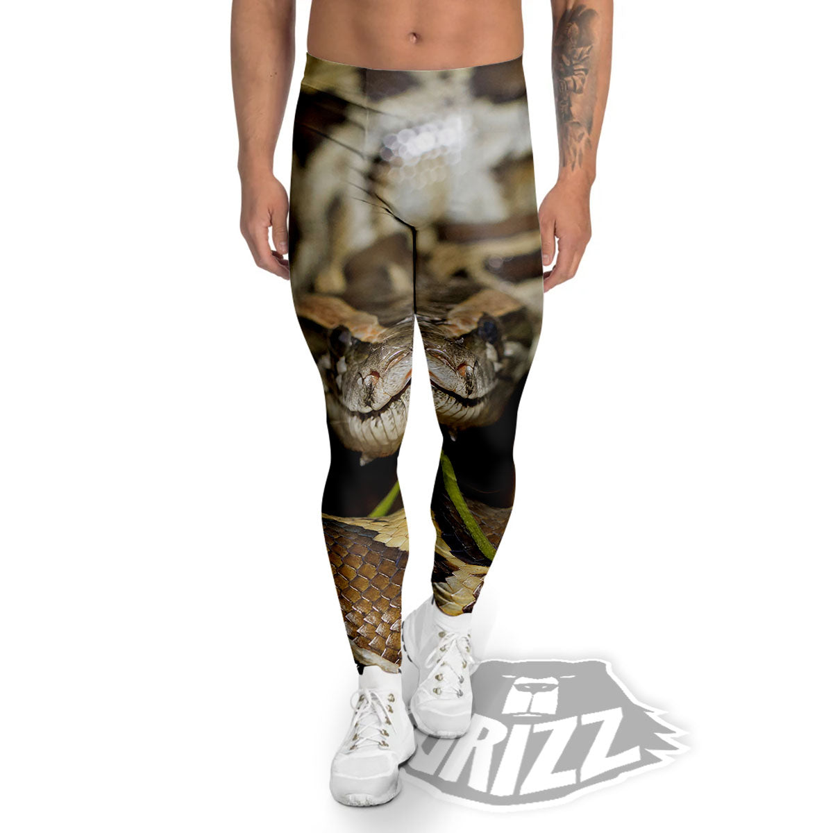 Snake Python Print Men's Leggings-grizzshop