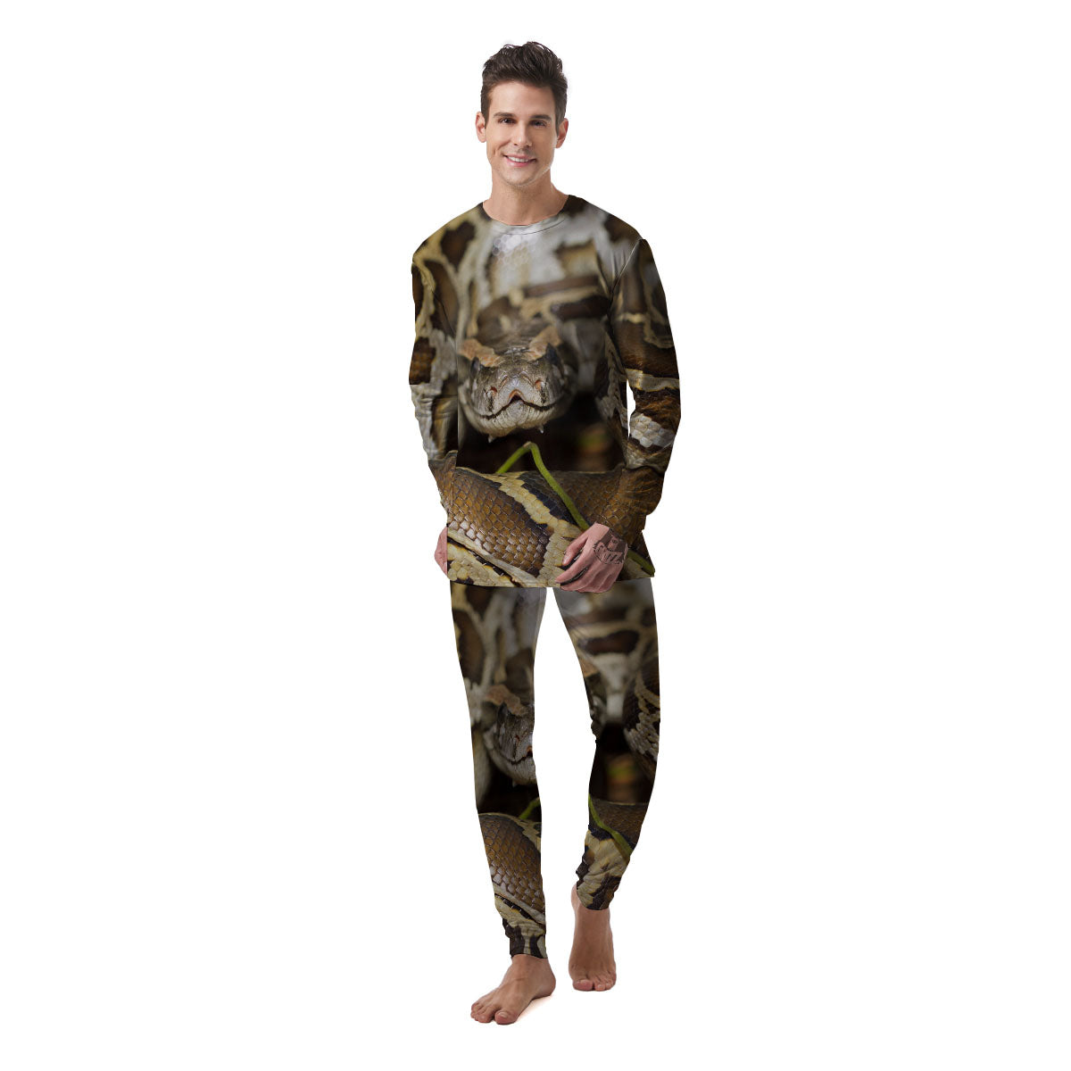 Snake Python Print Men's Pajamas-grizzshop