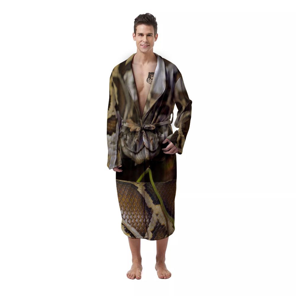 Snake Python Print Men's Robe-grizzshop