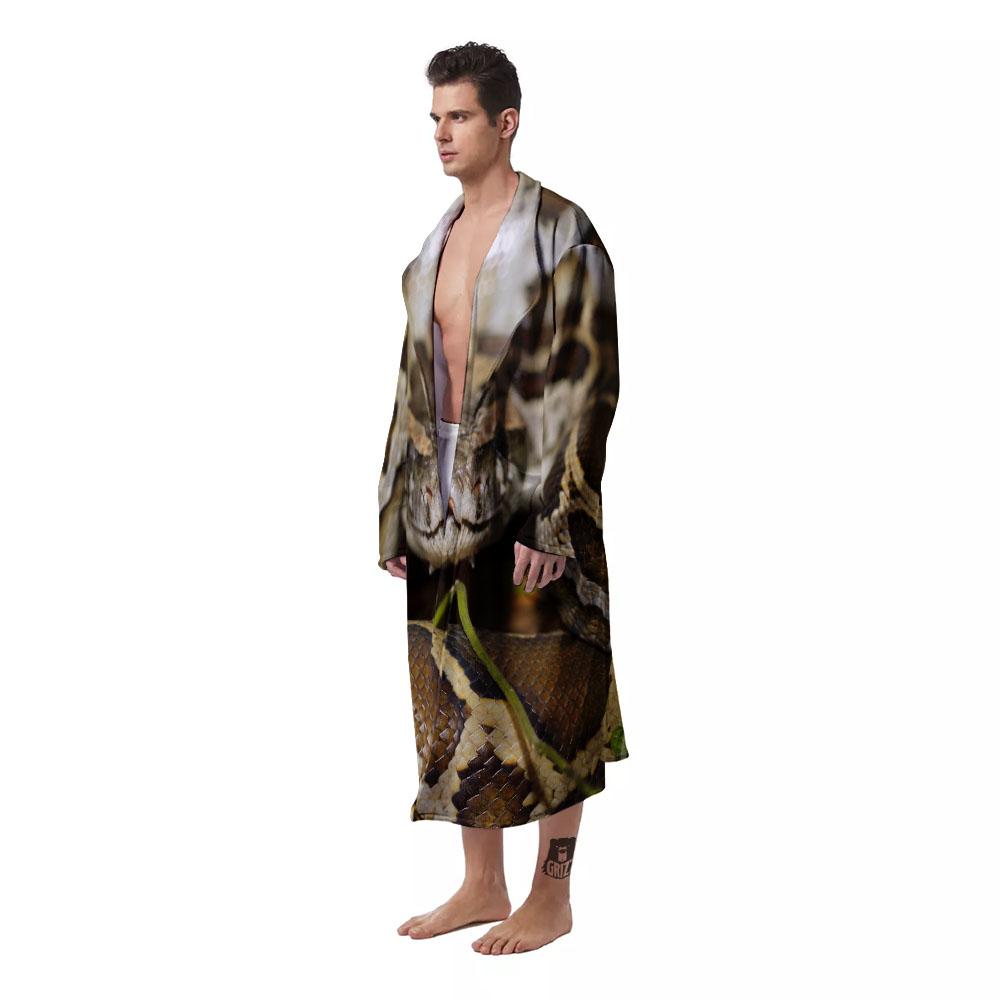 Snake Python Print Men's Robe-grizzshop