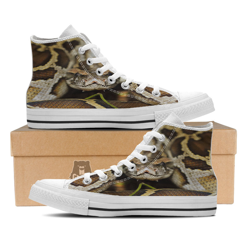Snake Python Print White High Top Shoes-grizzshop