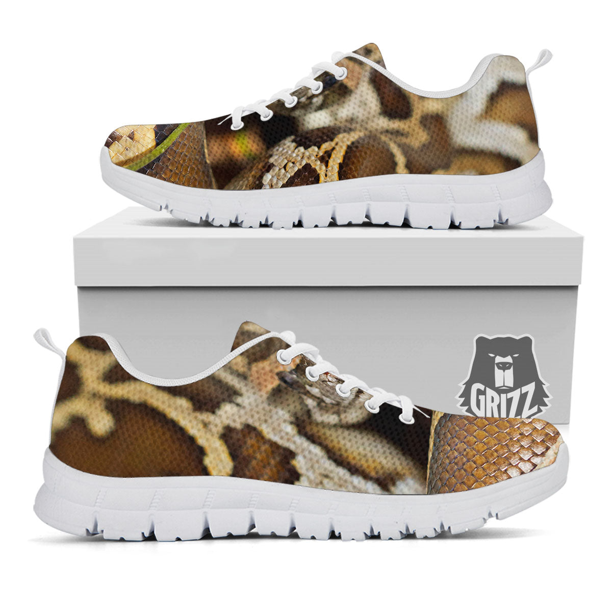 Snake Python Print White Sneaker-grizzshop
