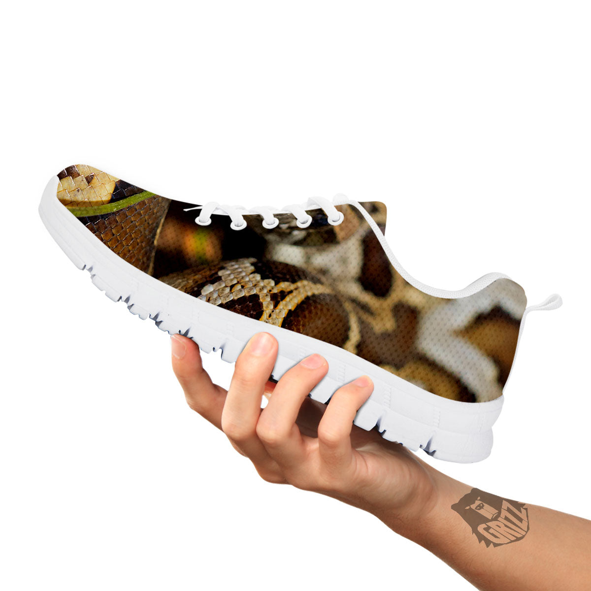 Snake Python Print White Sneaker-grizzshop