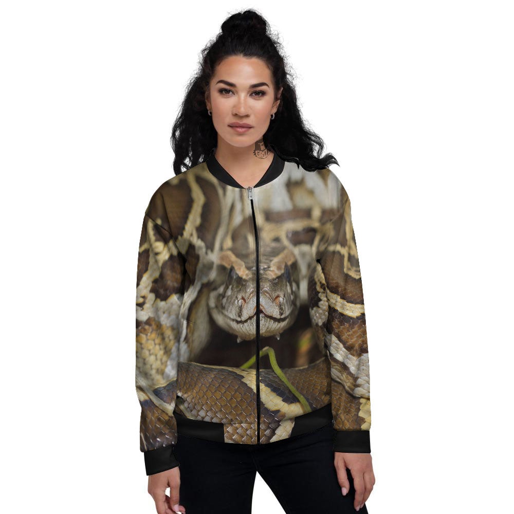 Snake Python Print Women's Bomber Jacket-grizzshop