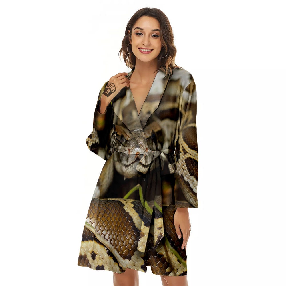 Snake Python Print Women's Robe-grizzshop