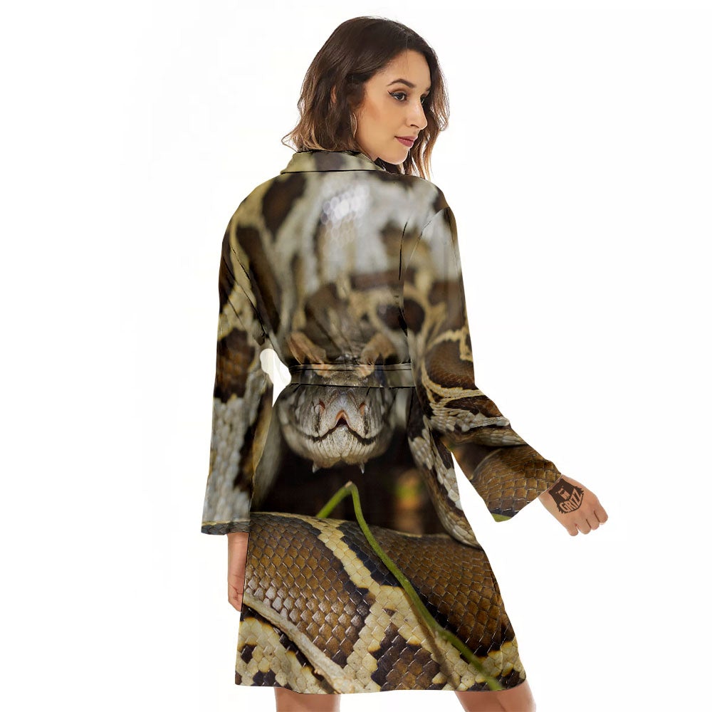Snake Python Print Women's Robe-grizzshop