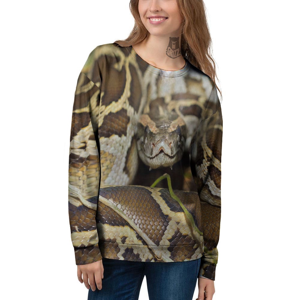 Snake Python Print Women's Sweatshirt-grizzshop