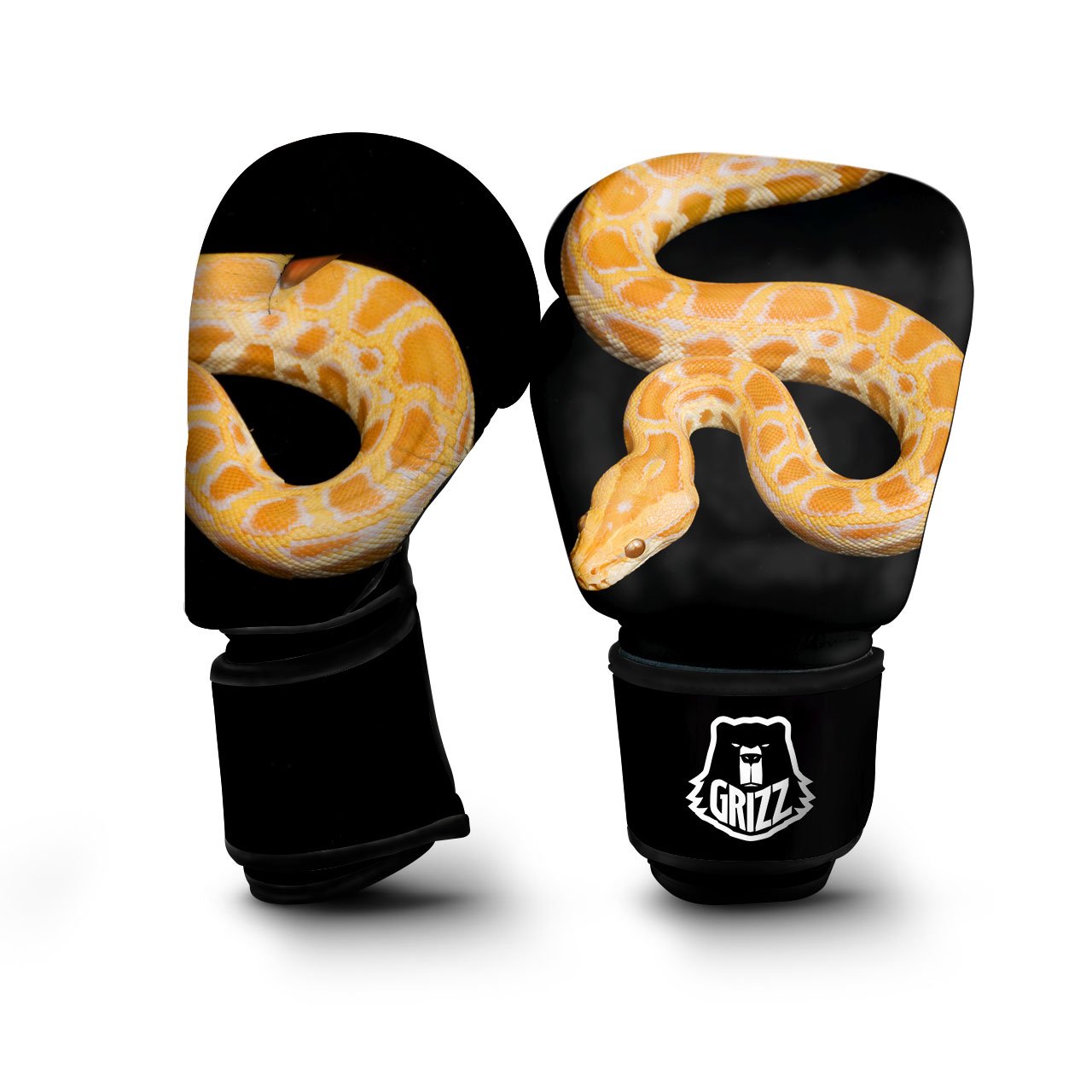 Snake Python Yellow Print Boxing Gloves-grizzshop