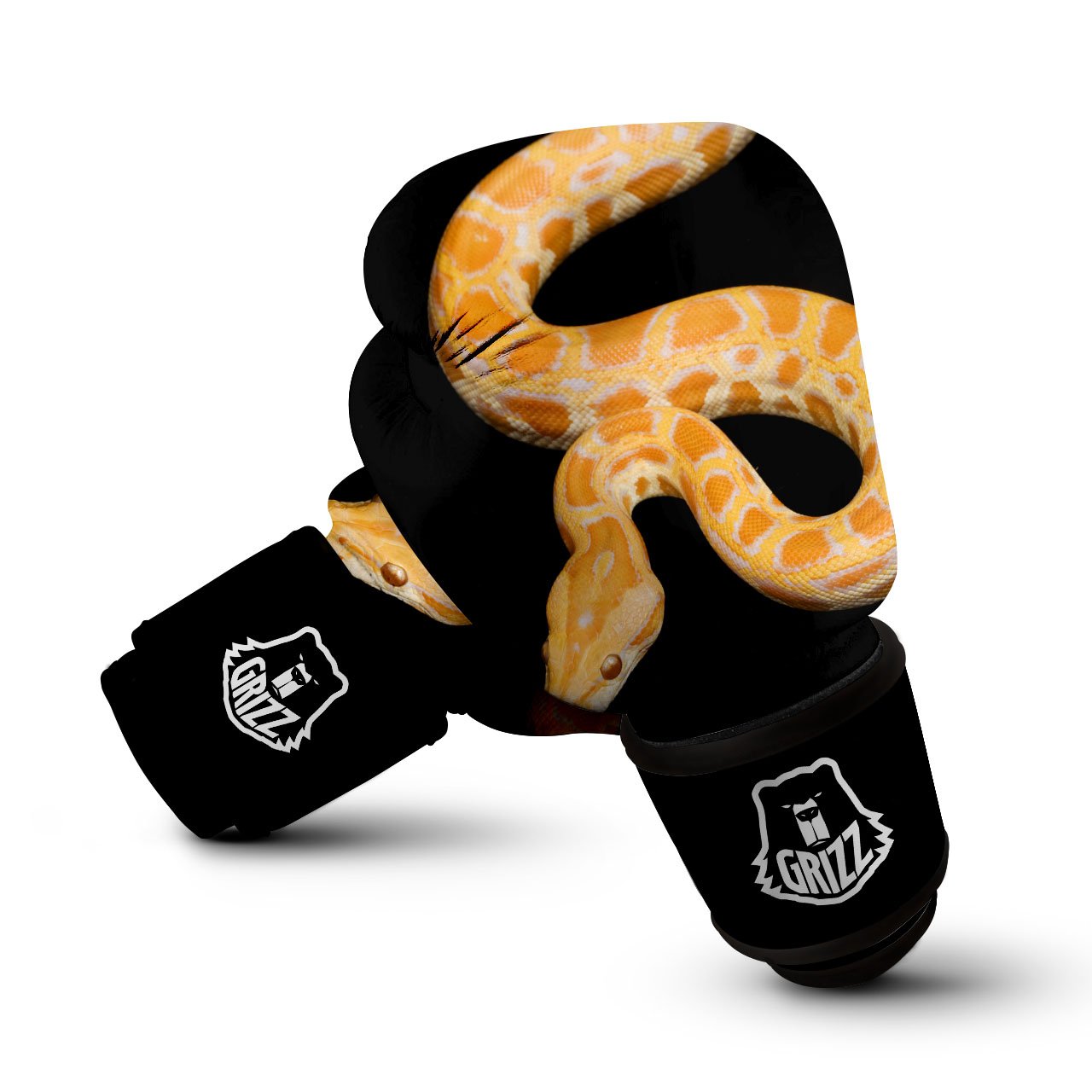 Snake Python Yellow Print Boxing Gloves-grizzshop