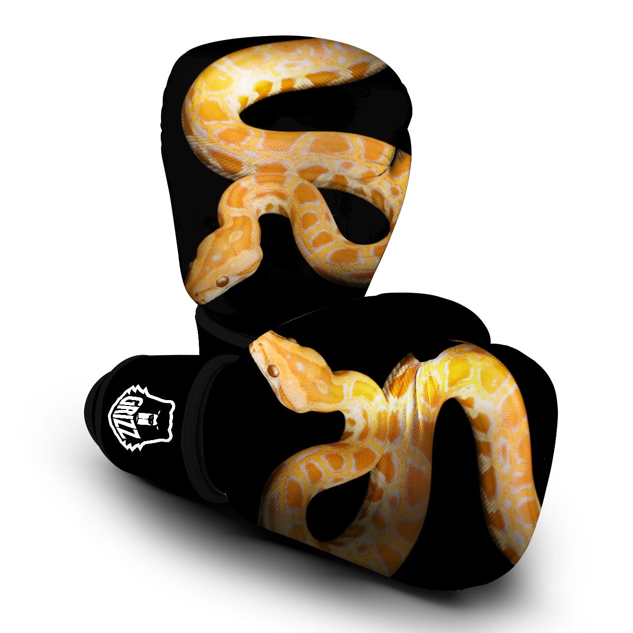 Snake Python Yellow Print Boxing Gloves-grizzshop
