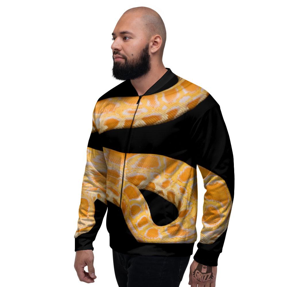 Snake Python Yellow Print Men's Bomber Jacket-grizzshop