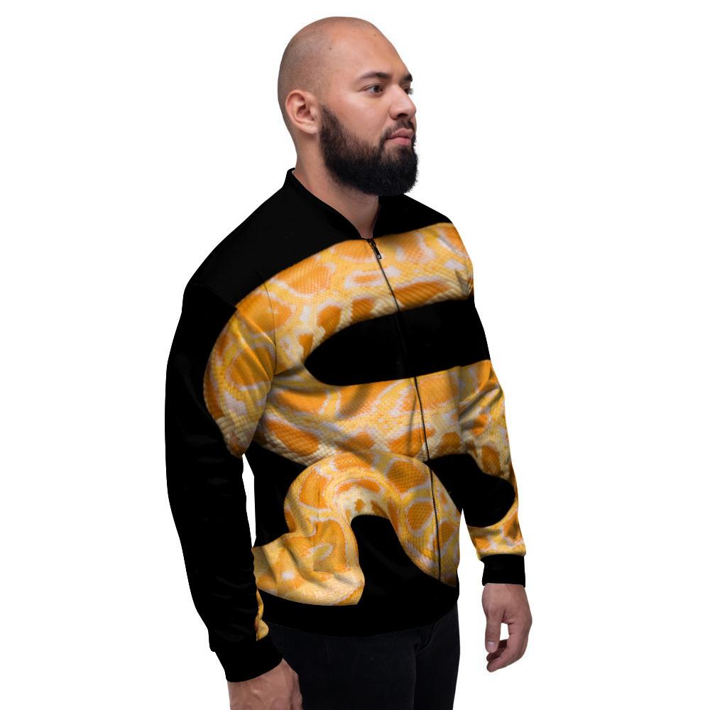 Snake Python Yellow Print Men's Bomber Jacket-grizzshop