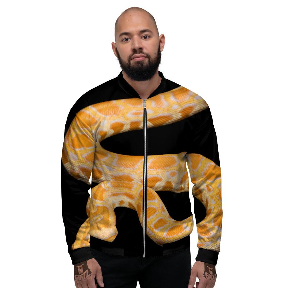 Snake Python Yellow Print Men's Bomber Jacket-grizzshop