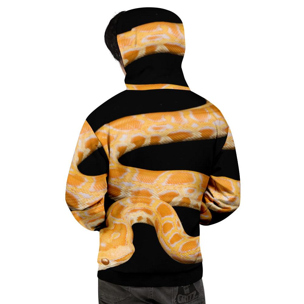 Snake Python Yellow Print Men's Hoodie-grizzshop
