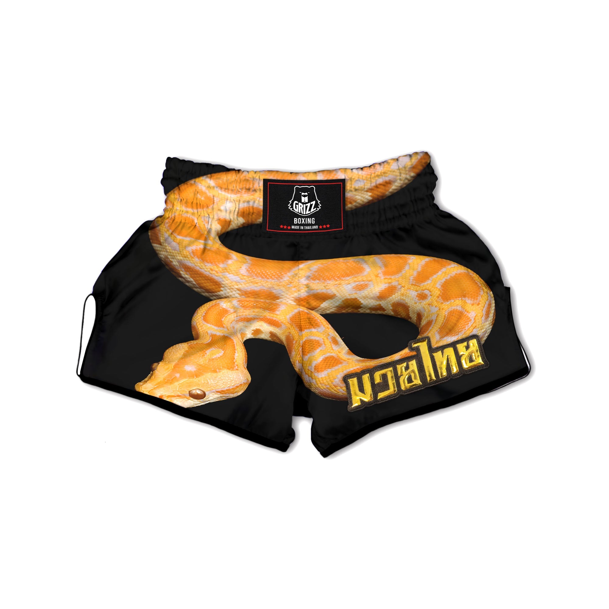 Snake Python Yellow Print Muay Thai Boxing Shorts-grizzshop