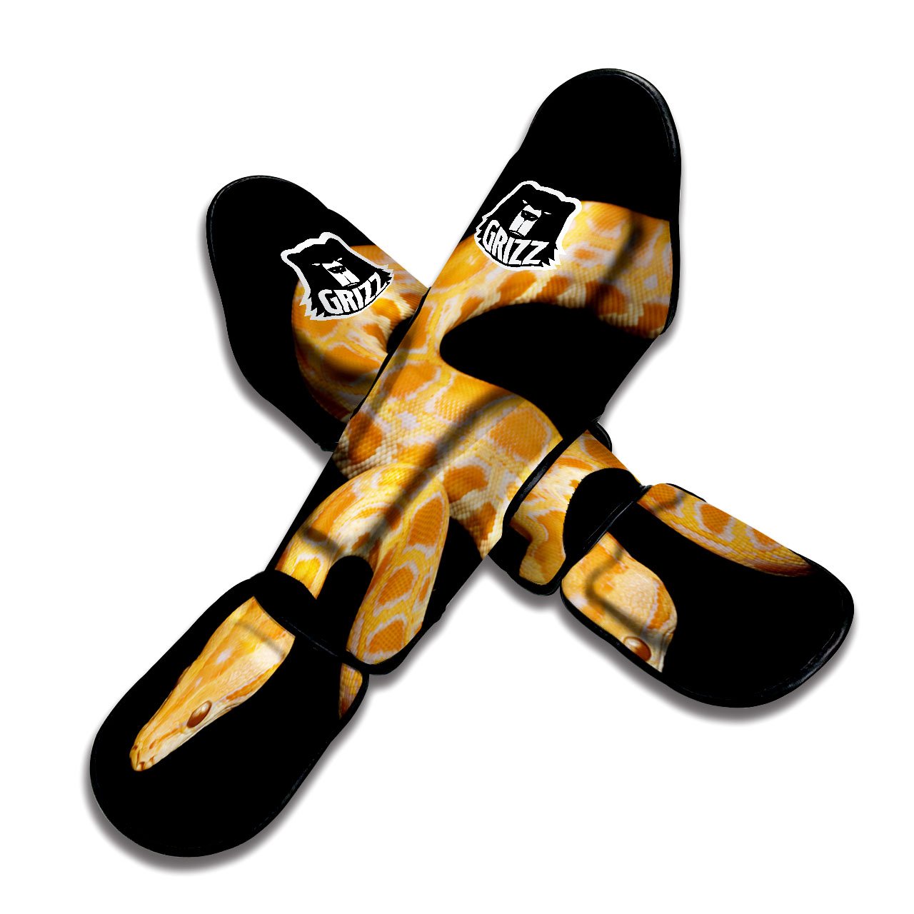 Snake Python Yellow Print Muay Thai Shin Guards-grizzshop