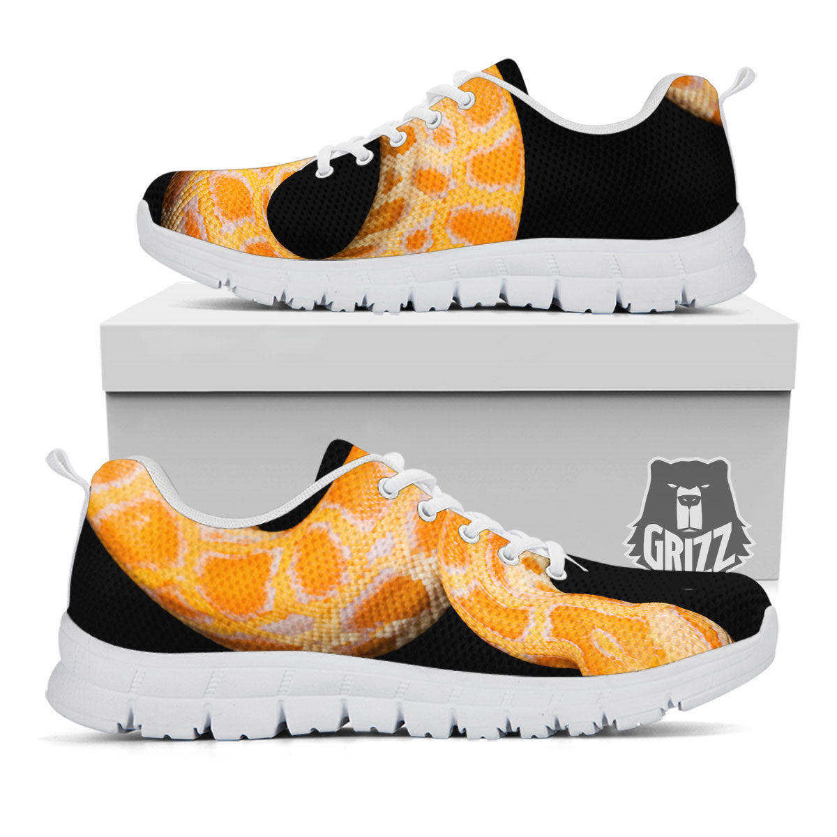 Snake Python Yellow Print White Sneaker-grizzshop