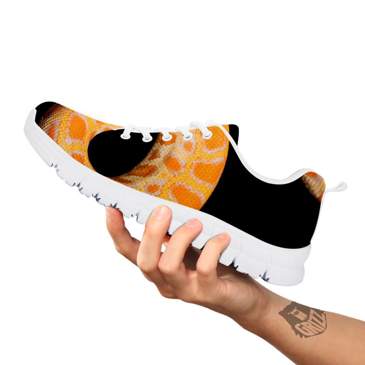 Snake Python Yellow Print White Sneaker-grizzshop
