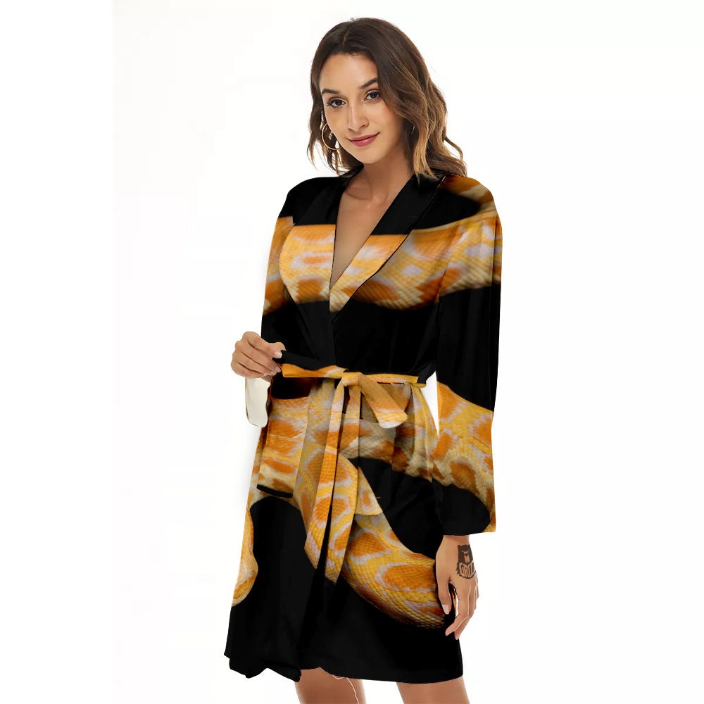Snake Python Yellow Print Women's Robe-grizzshop