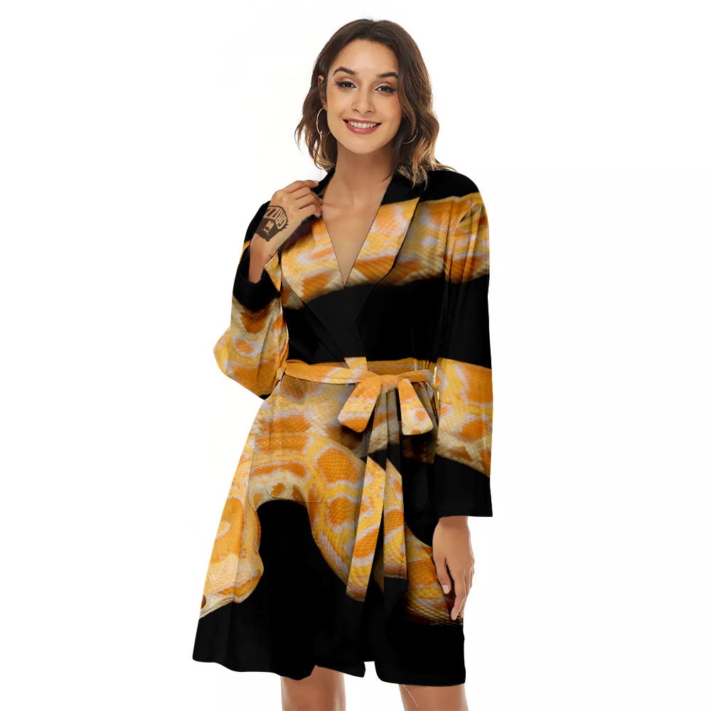 Snake Python Yellow Print Women's Robe-grizzshop