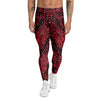 Snake Skin Black And Red Print Men's Leggings-grizzshop