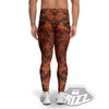 Snake Skin Black Orange Print Men's Leggings-grizzshop