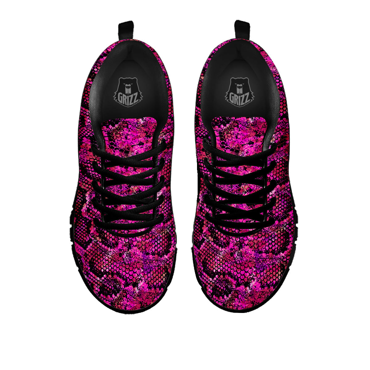 Snake Skin Black Pink Print Black Sneaker-grizzshop