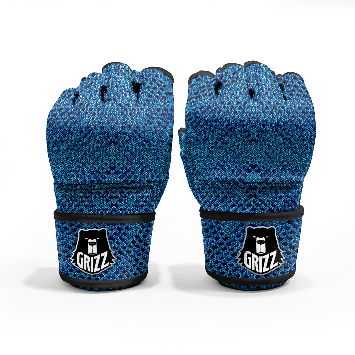 Snake Skin Blue Print MMA Gloves-grizzshop