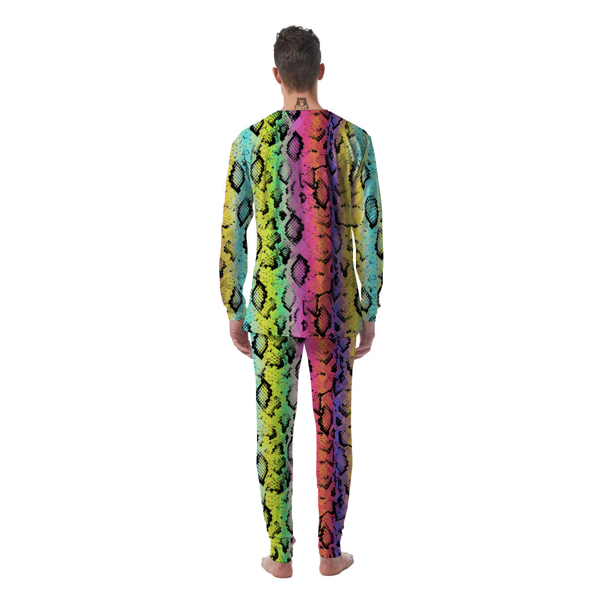 Snake Skin Psychedelic Print Men's Pajamas-grizzshop