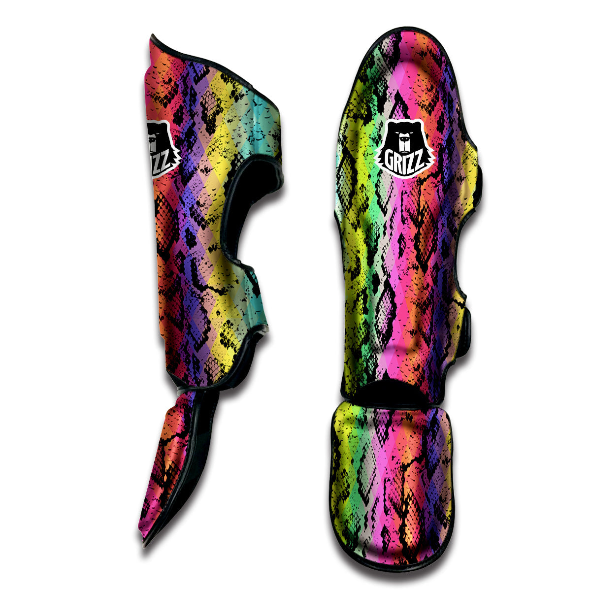 Snake Skin Psychedelic Print Muay Thai Shin Guards-grizzshop