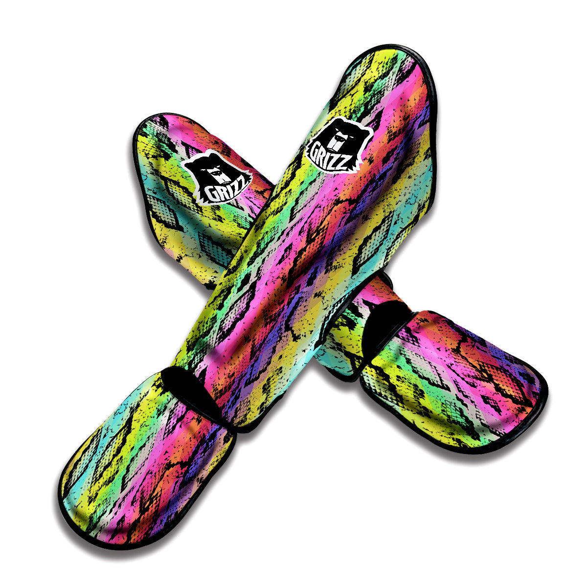 Snake Skin Psychedelic Print Muay Thai Shin Guards-grizzshop