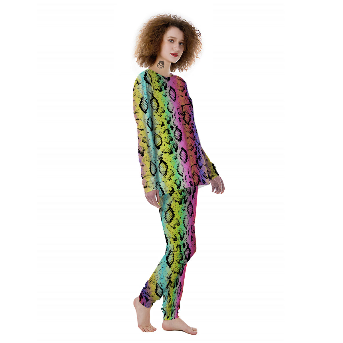 Snake Skin Psychedelic Print Women's Pajamas-grizzshop