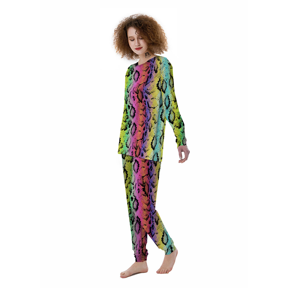 Snake Skin Psychedelic Print Women's Pajamas-grizzshop