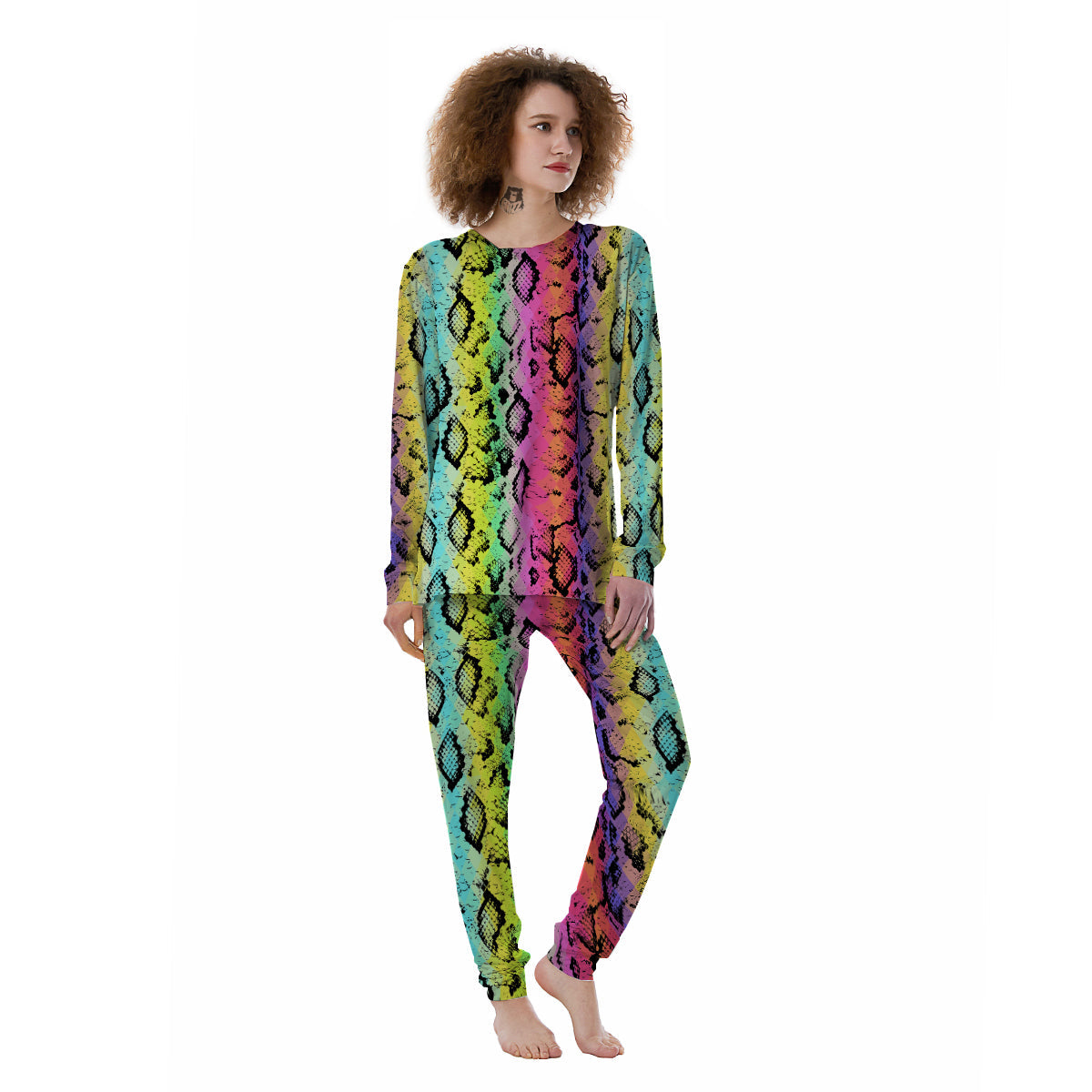 Snake Skin Psychedelic Print Women's Pajamas-grizzshop