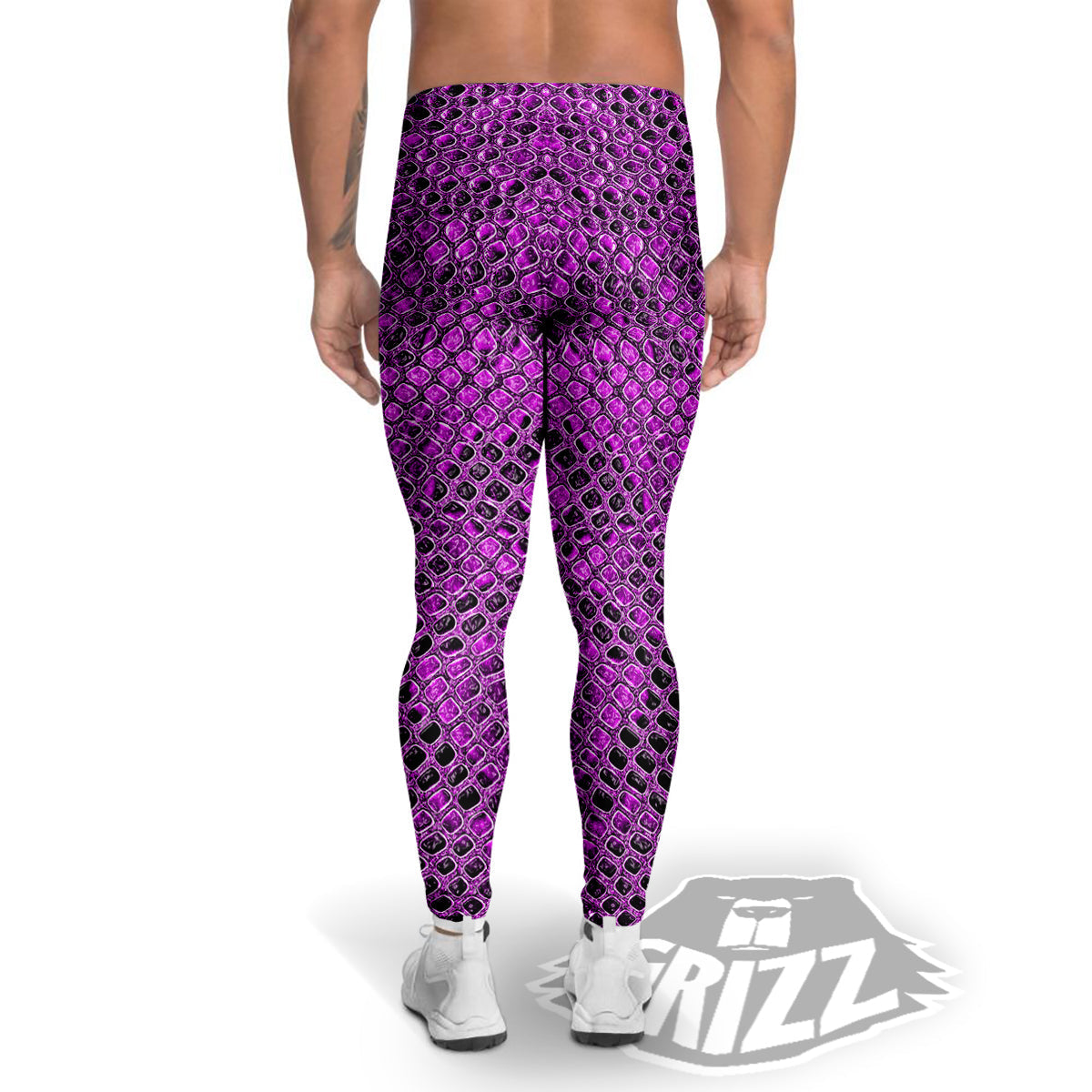 Snake Skin Purple Print Men's Leggings-grizzshop