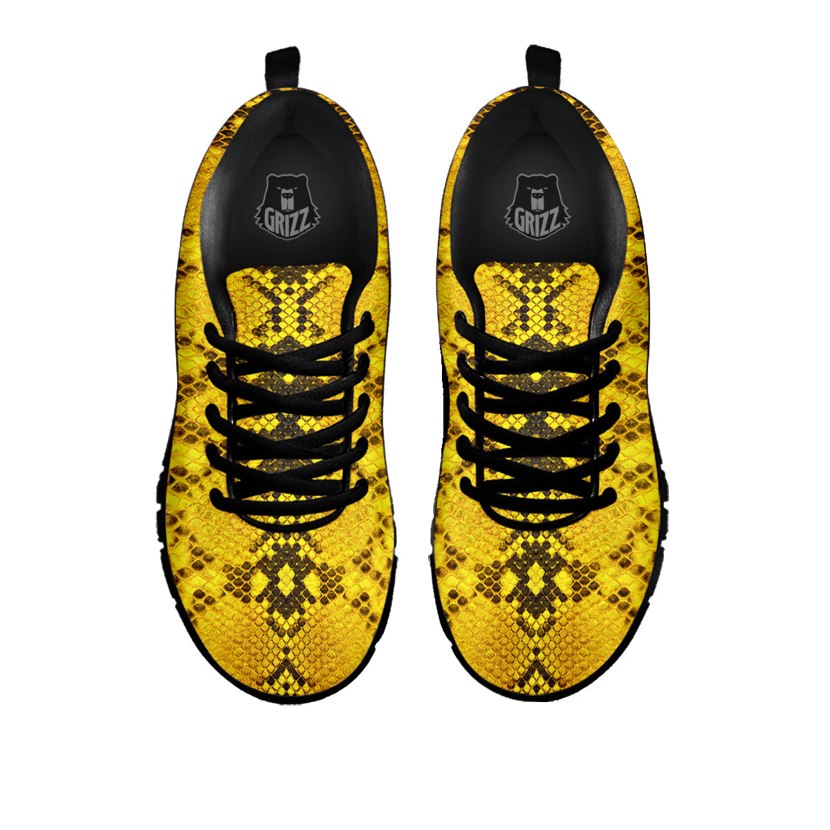 Snake Skin Yellow Print Black Sneaker-grizzshop