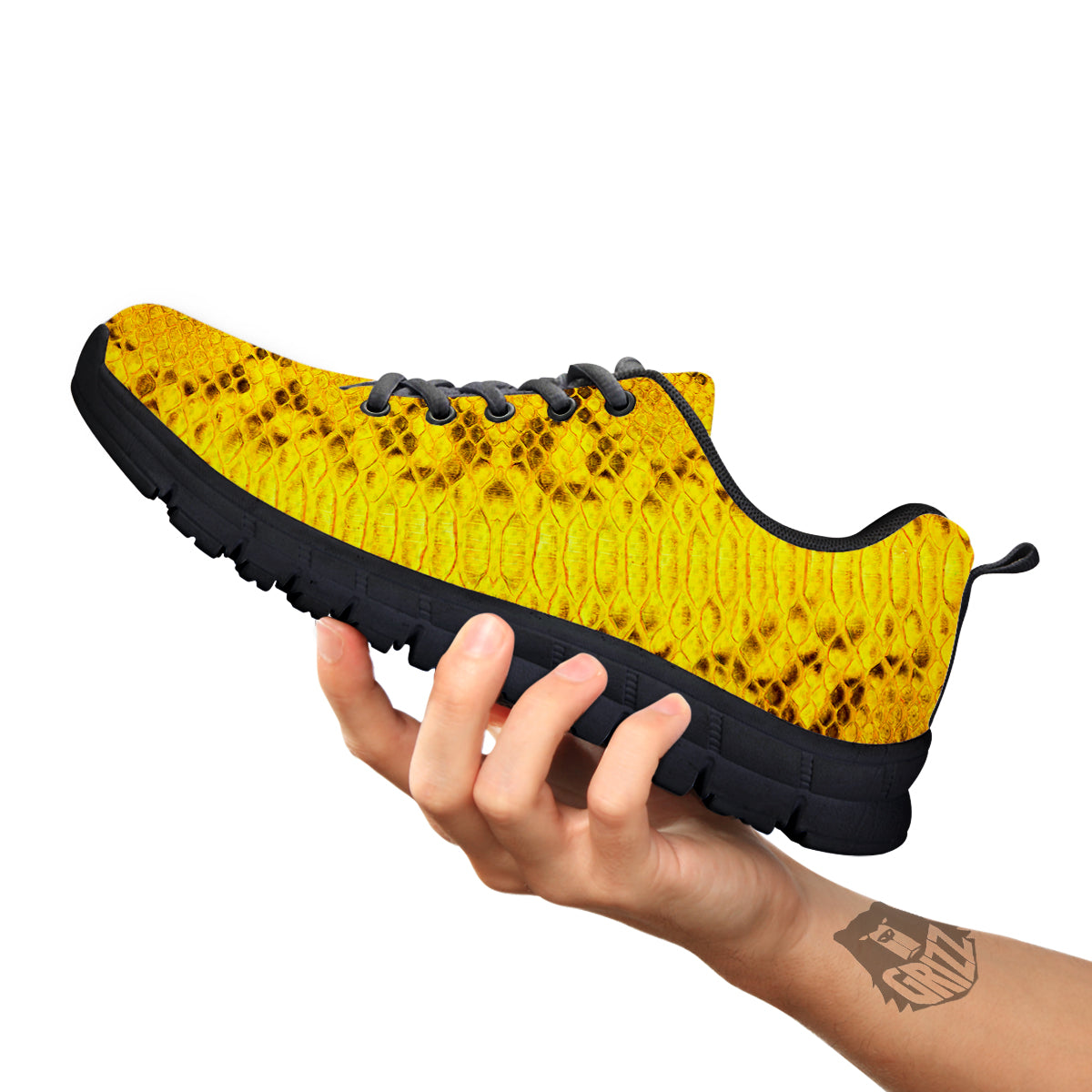 Snake Skin Yellow Print Black Sneaker-grizzshop