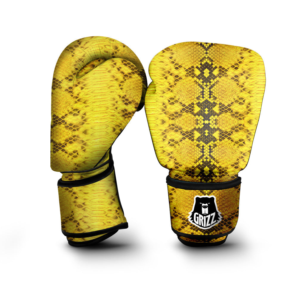 Snake Skin Yellow Print Boxing Gloves-grizzshop