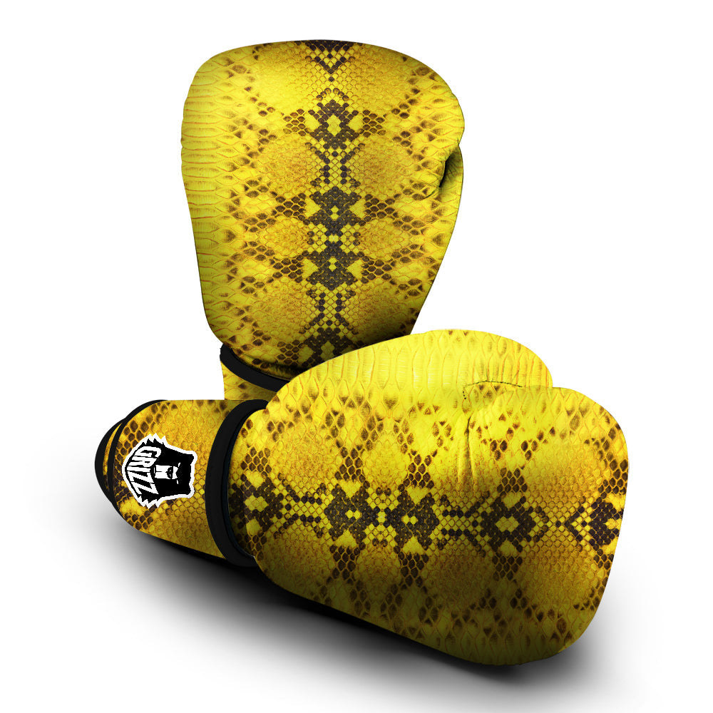 Snake Skin Yellow Print Boxing Gloves-grizzshop