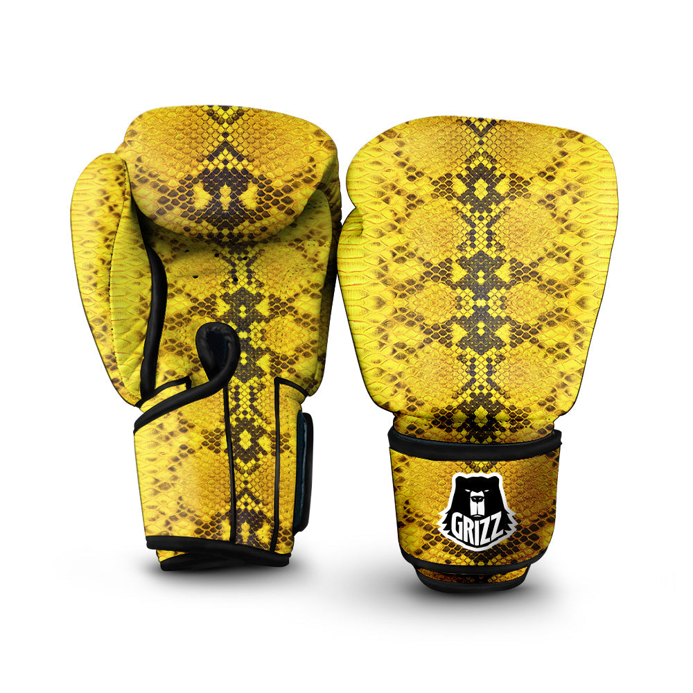 Snake Skin Yellow Print Boxing Gloves-grizzshop