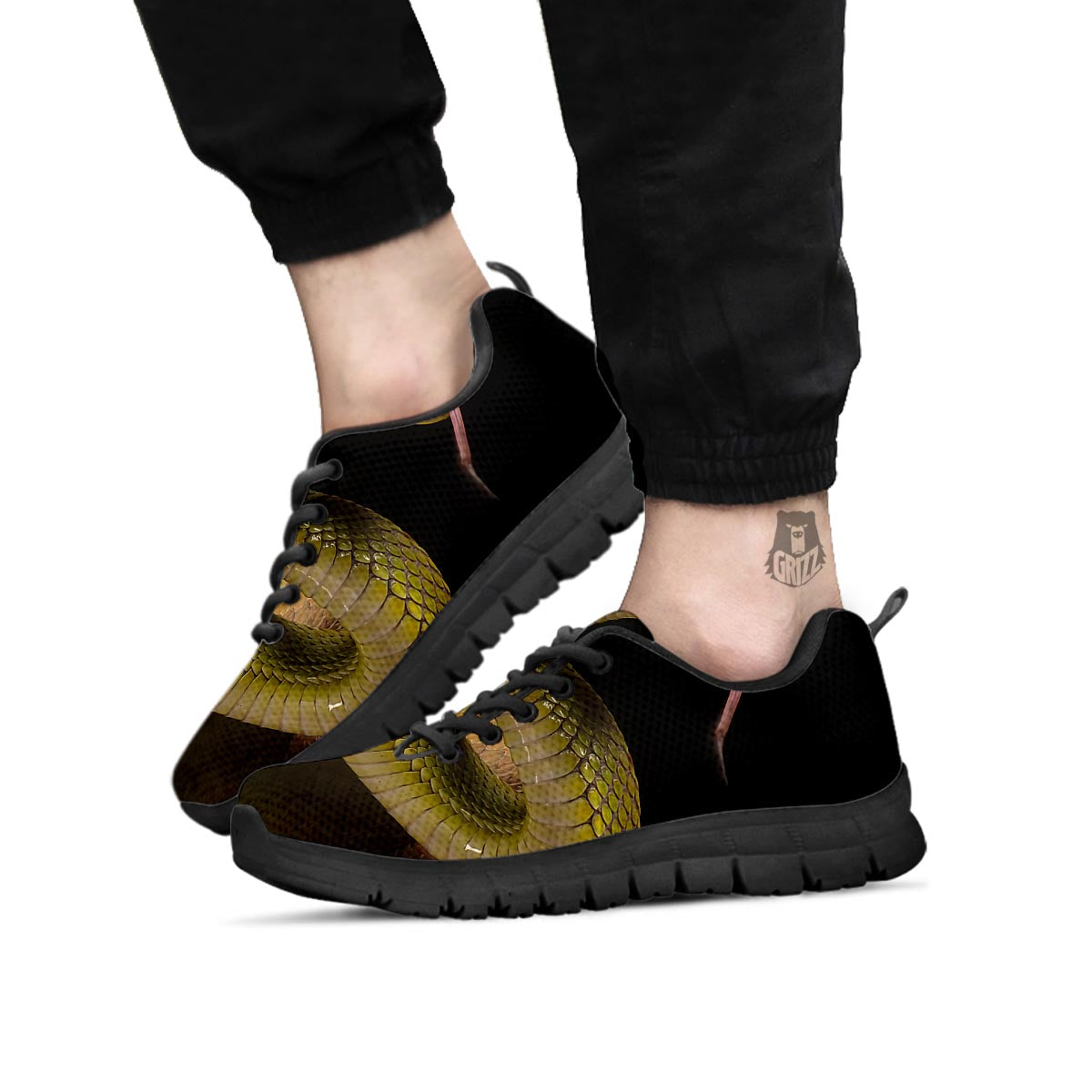 Snake Trimeresurus Albolabris Print Black Sneaker-grizzshop