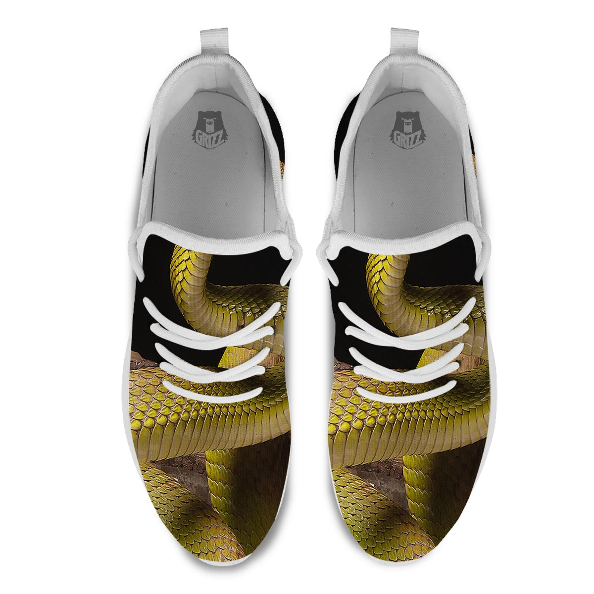 Snake Trimeresurus Albolabris Print White Athletic Shoes-grizzshop