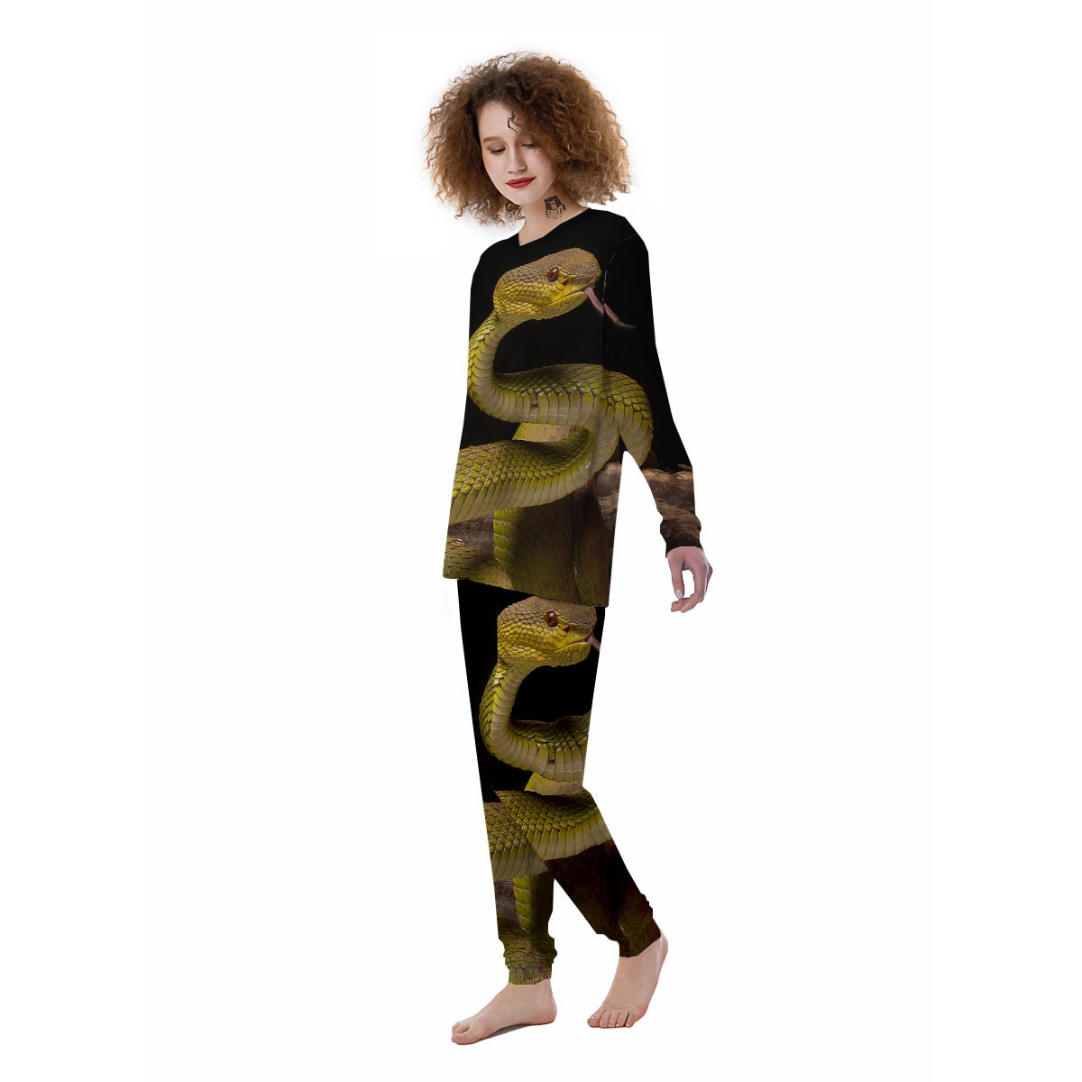 Snake Trimeresurus Albolabris Print Women's Pajamas-grizzshop