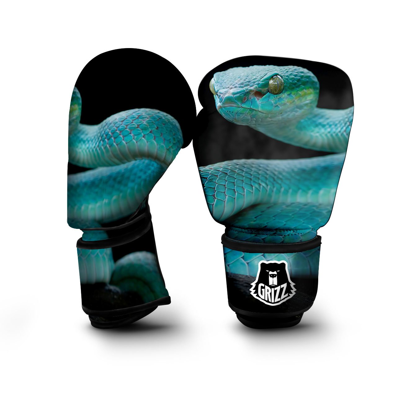 Snake Turquoise Print Boxing Gloves-grizzshop
