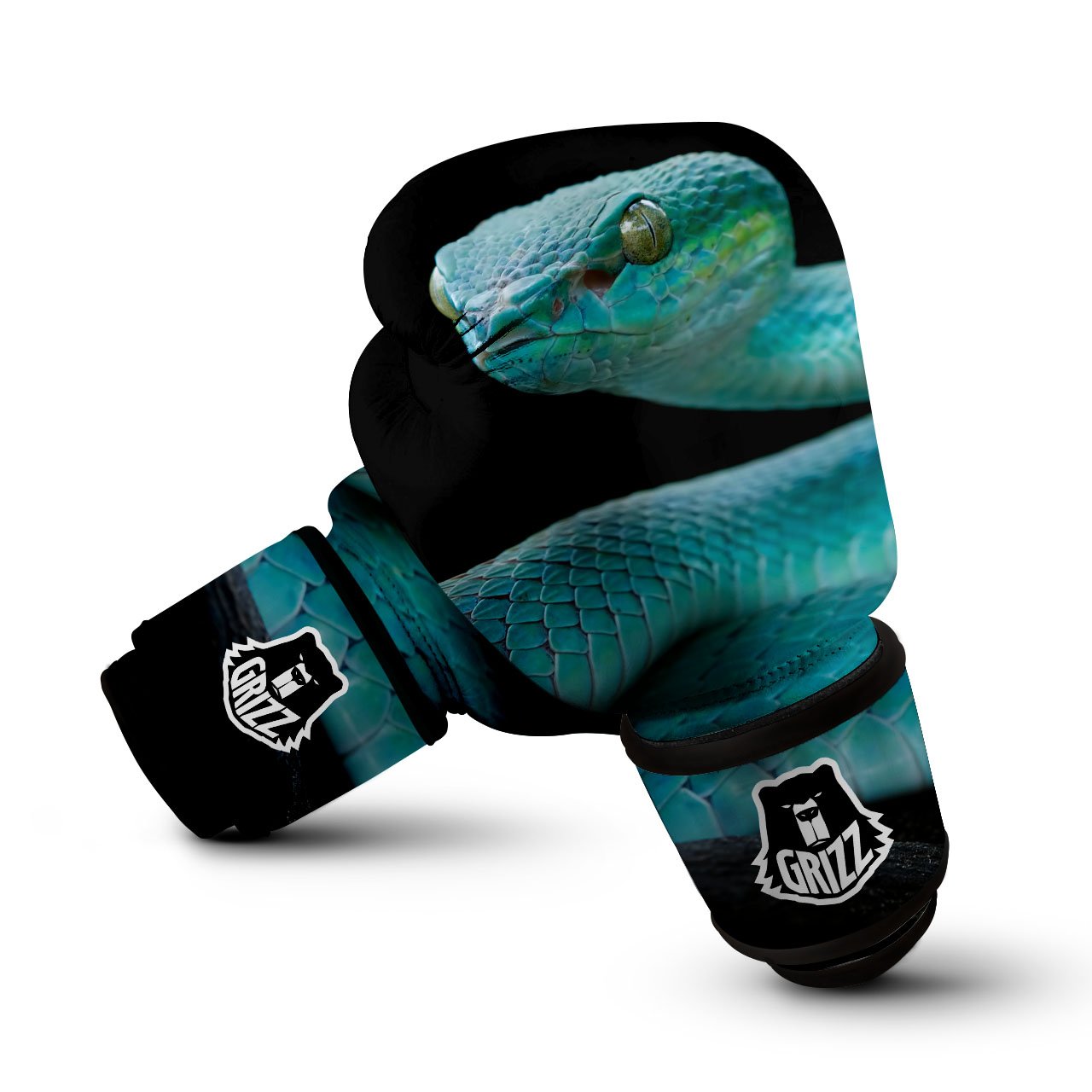 Snake Turquoise Print Boxing Gloves-grizzshop
