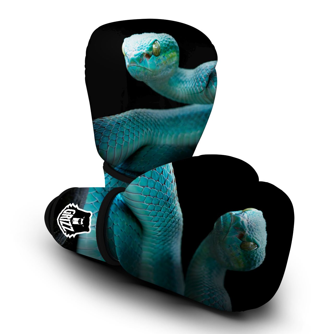 Snake Turquoise Print Boxing Gloves-grizzshop