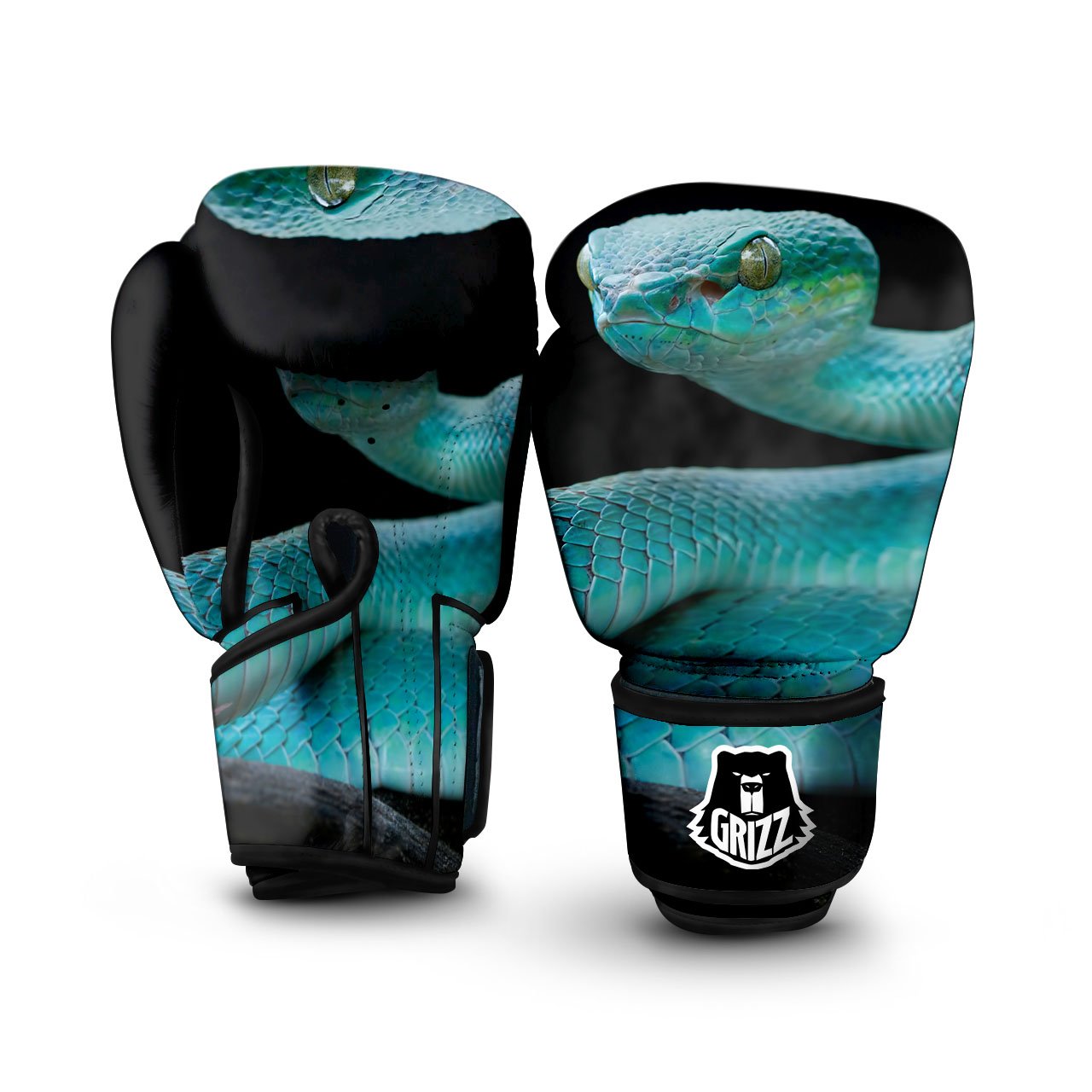 Snake Turquoise Print Boxing Gloves-grizzshop