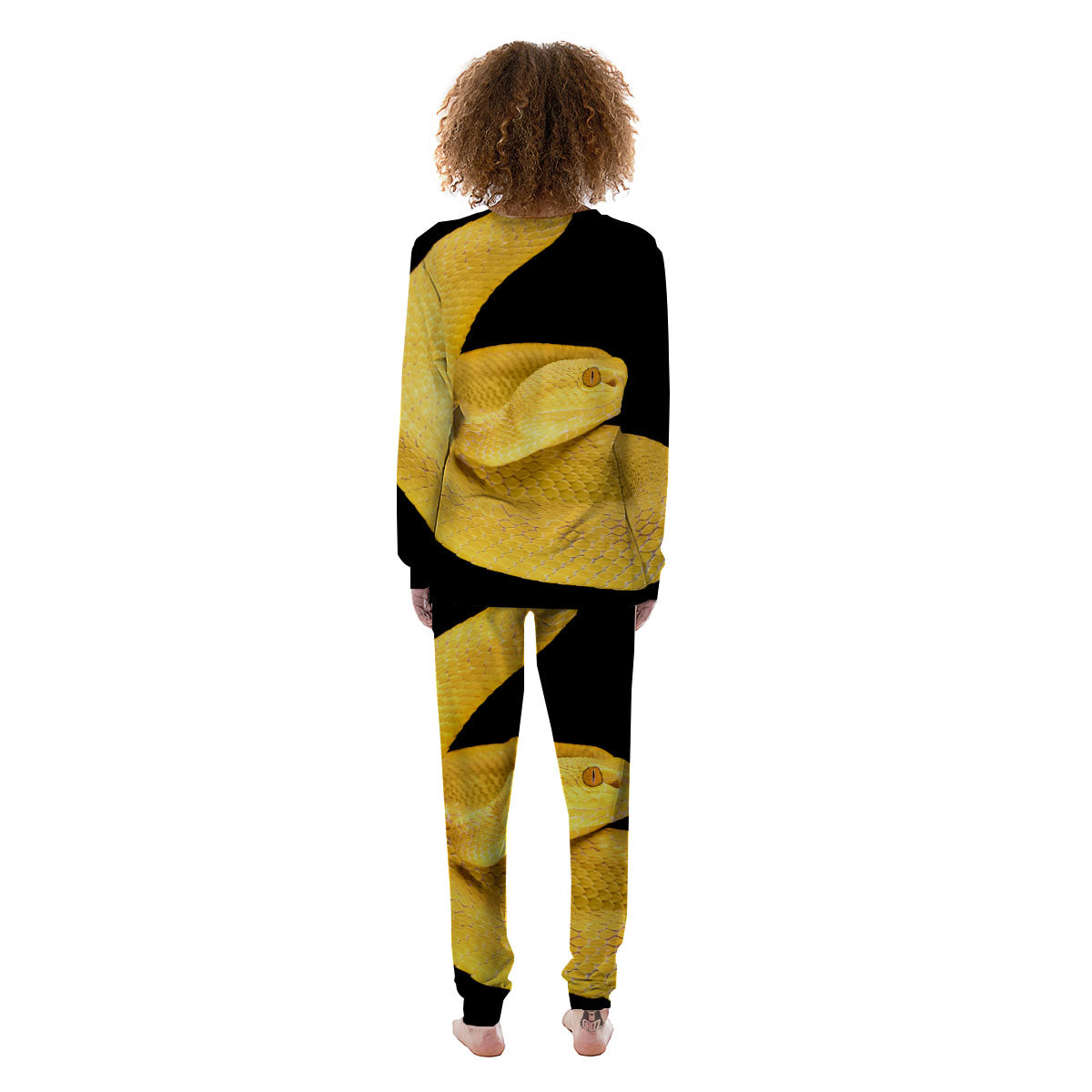 Snake Yellow Print Women's Pajamas-grizzshop